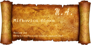 Mifkovics Alexa névjegykártya